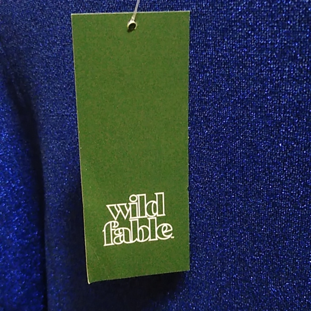 NWT Women's Long Sleeve Cut Out Lurex Bodycon Dress Blue - Wild Fable S/L/1X/2X - Picture 4 of 6